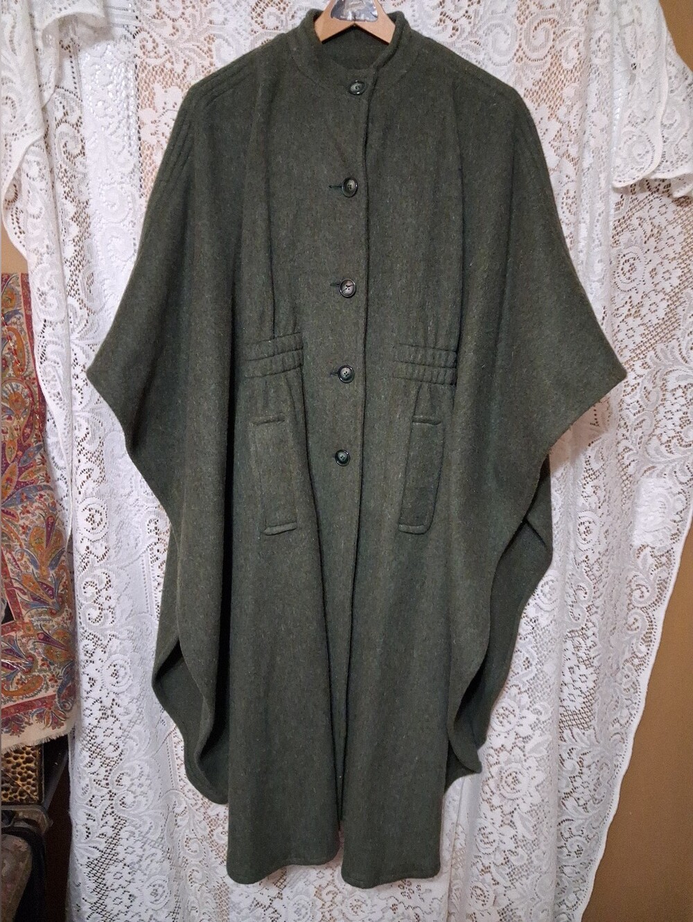 Mint 1970s Nwt Wool Blend Cape With Pockets Dark Academia.  Avante Garde. Med.